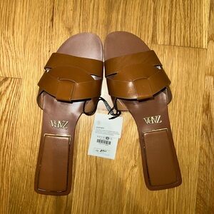 Zara brown flat sandals